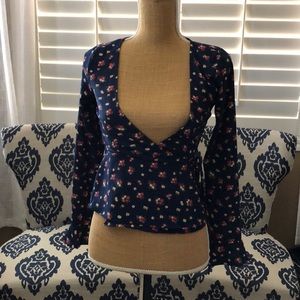 H&M floral wrap long sleeve blouse